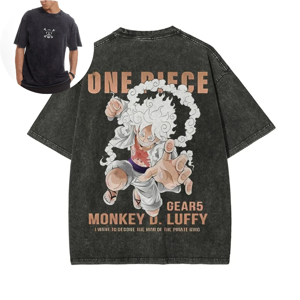 ワンピース アニメ スーパークールでトレンディなカジュアルプリントTシャツ、ストリートスタイル半袖、男性にも女性にも適しています