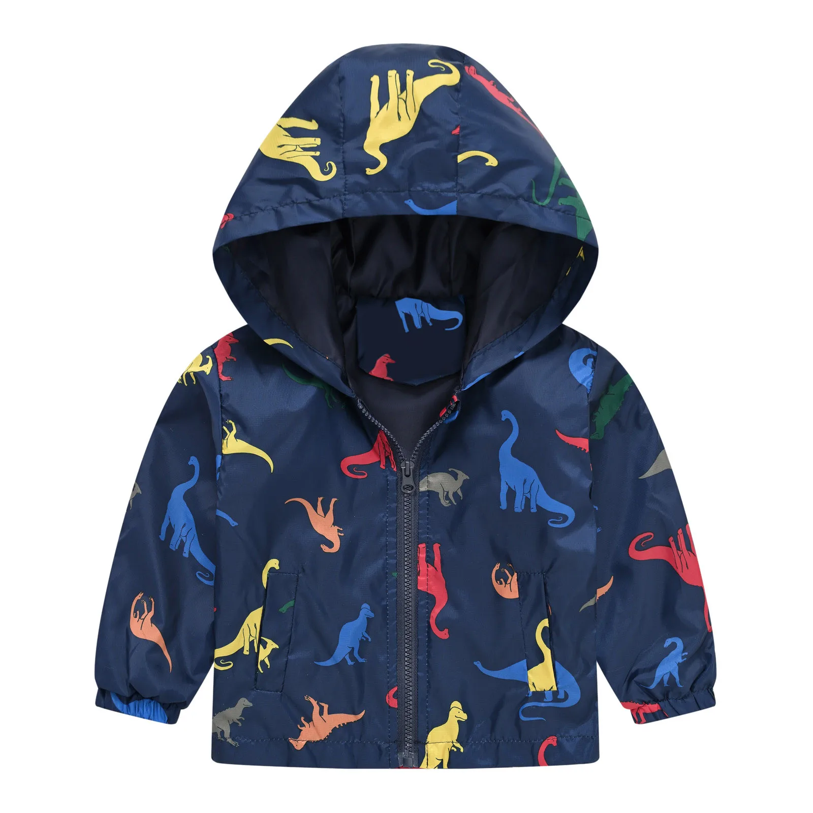 Kids Boys Coat Hooded Dinosaur Girls Windproof Baby Toddler Cartoon Windbreaker Zipper Thin down Jacket Boys Thick Kids Jacket