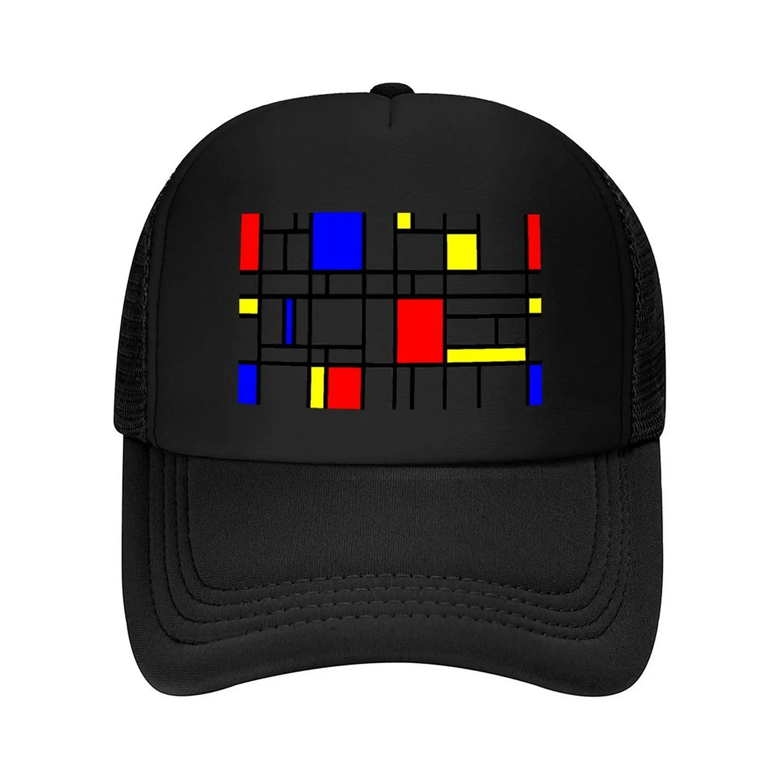 

Modern Art Red Yellow Blue Grid Pattern Baseball Cap Big Size Hat Streetwear Golf Wear Visor Woman Men's
