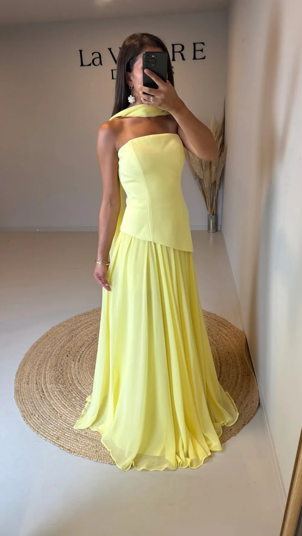 

Yellow Chiffon Strapless Prom Dresses 2025 Elegant Wedding Party Dress For Women Guest Ruched Ribbons Evening Dresses Customized