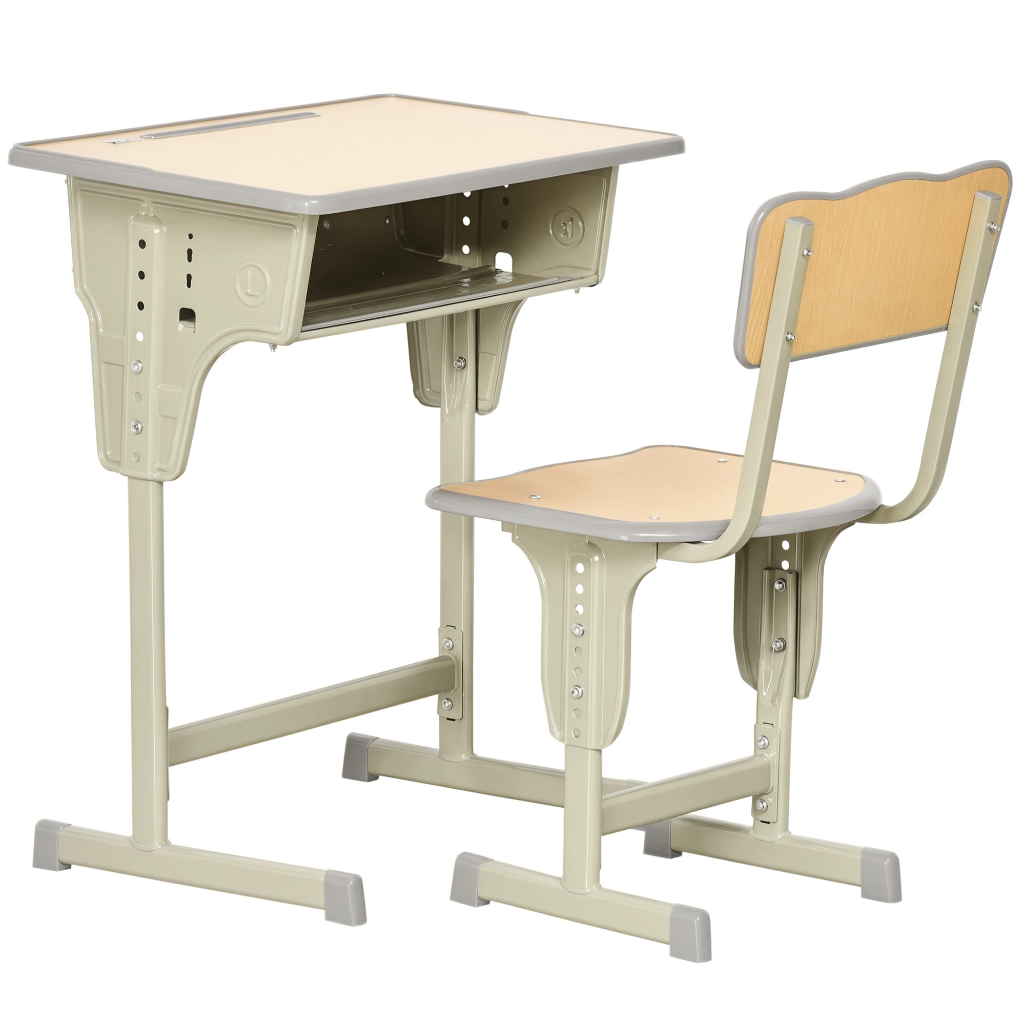 Conjunto de Mesa e Cadeira Homcom para Crianças +6 Anos Natural