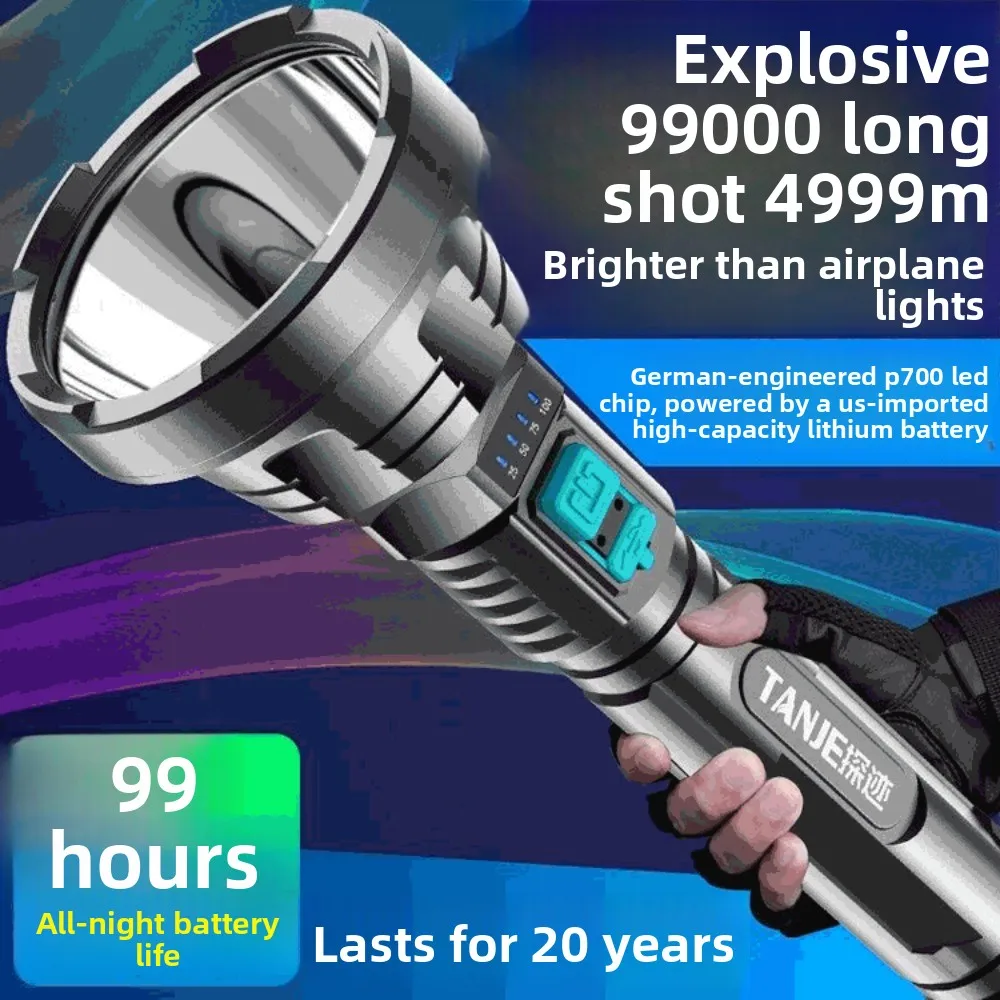 Tactical Super Bright Rechargeable LED Xenon Flashlight Portable Multifunctional Spotlight for Home And Outdoor Use