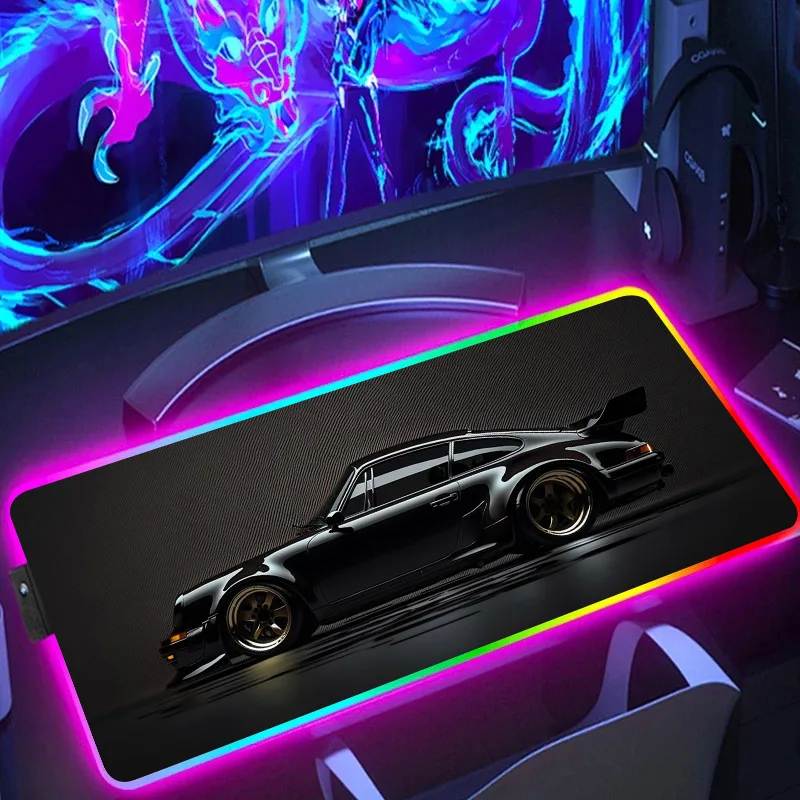 Car Super Cool RGB Mouse Pad LED Backlight Gamer Mousepad Large Anti-Slip Rubber Keyboard Pads XXL Esports Computer Desktop Mat