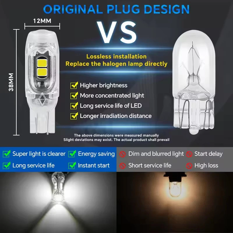 2/4/10/20 PCS Flash Strobe T10 W5W LED Bulb12V 2835-5SMD 6500K White Car Interior Dome Map Trunk License Plate Wedge Side Lights