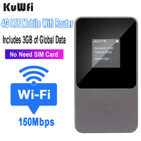 KuWfi 150Mbps 4G Router Mobile Wifi Hotspot Portable Wireless Wifi No Need Sim Card Pocket Modem 3500mAh Battery Up to 8 Devices