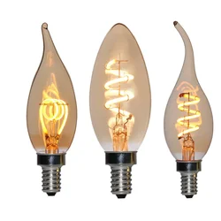 1-10PCS C35 Candle Bulb 4W 6W Dimmable Led Filament 220V 110V E12 E14 E27 Candelabra Base Flame Shape Lamps For Chandelier Light