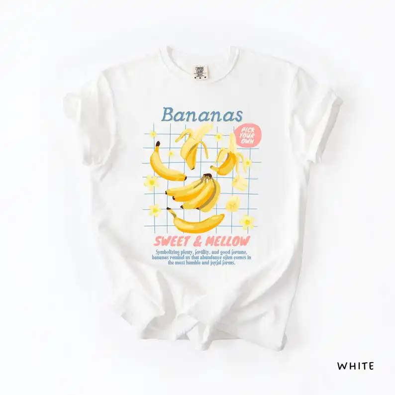 Bananas Shirt, Retro Fruit Graphic Tee, Unisex Vintage Style Banana T-Shirt, Exotic Fruit Lover Gift Idea, Cute Aesthetic