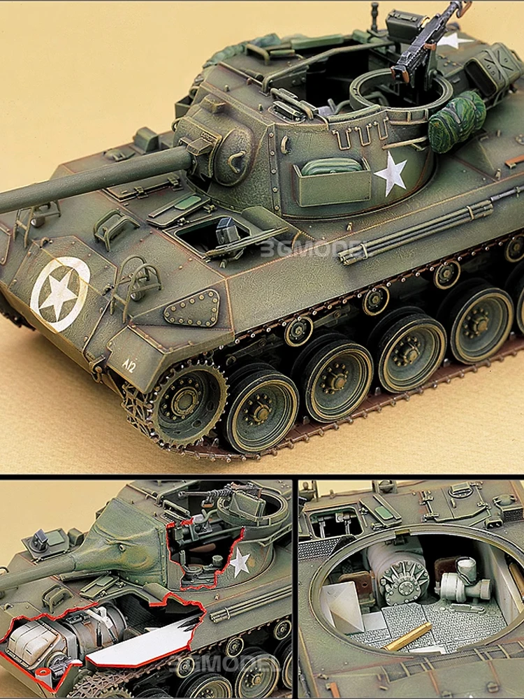 Kit modello serbatoio assemblato Academy 13255 American M-18 Hellcat Tank Destroyer 1/35