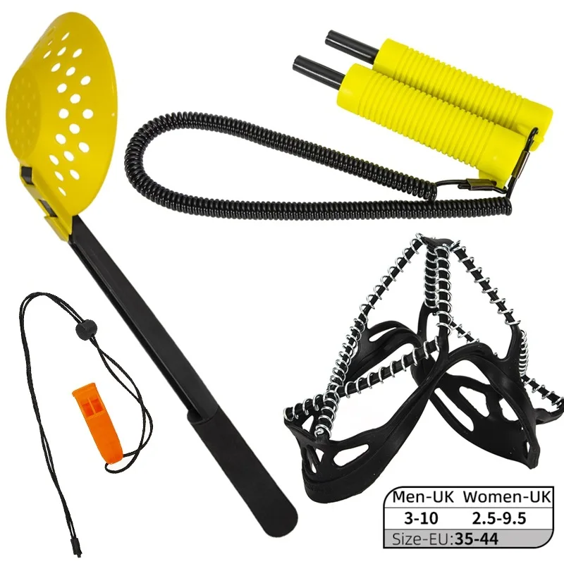 Kit de supervivencia para pesca en hielo, púas de hielo retráctiles, cuchara para hielo, picos antideslizantes para zapatos, silbato, equipo de emergencia, seguridad al aire libre