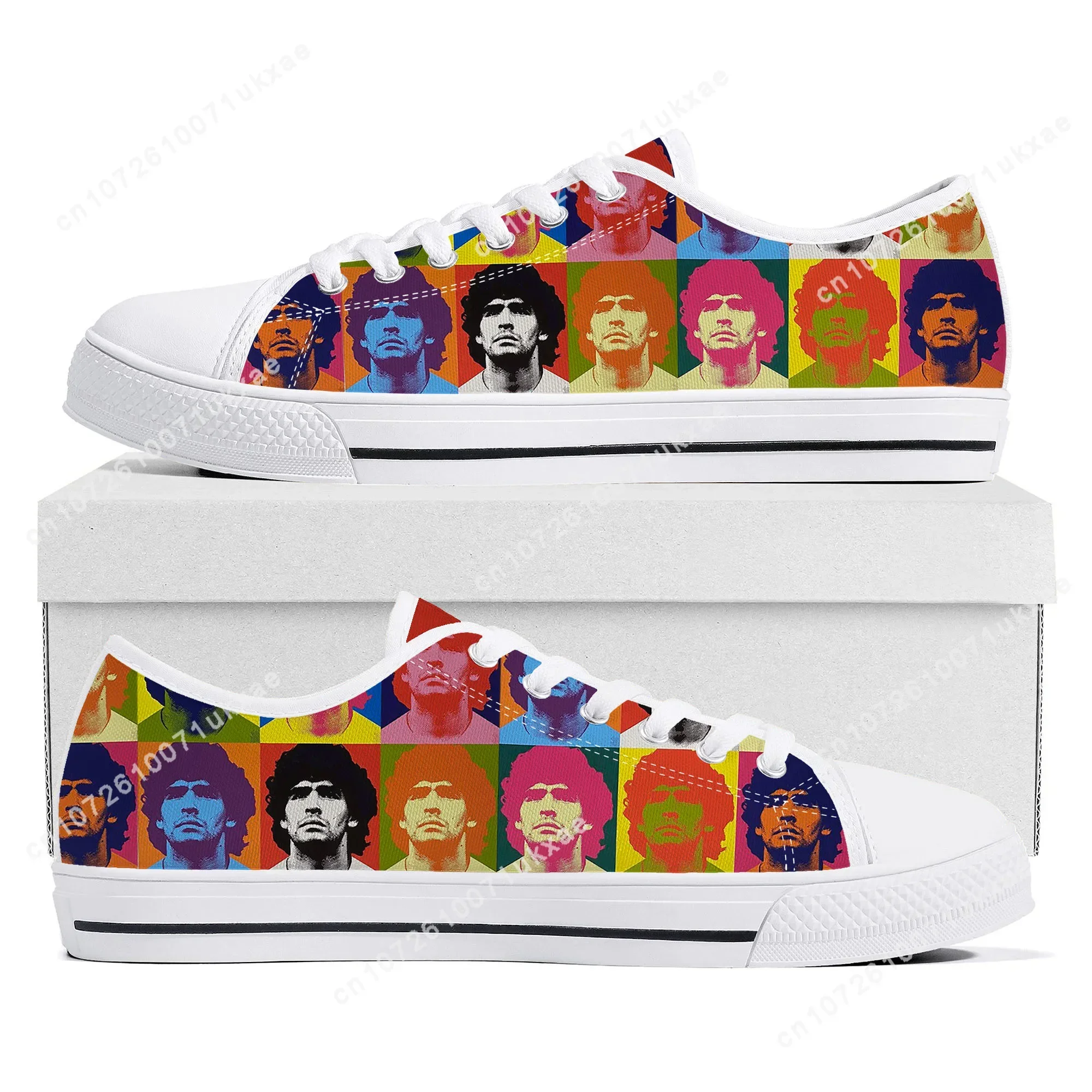 Diego Maradona football player Low Top Sneakers Mens Womens Teenager Canvas Sneaker Casual Custom Made Shoes Customize Shoe