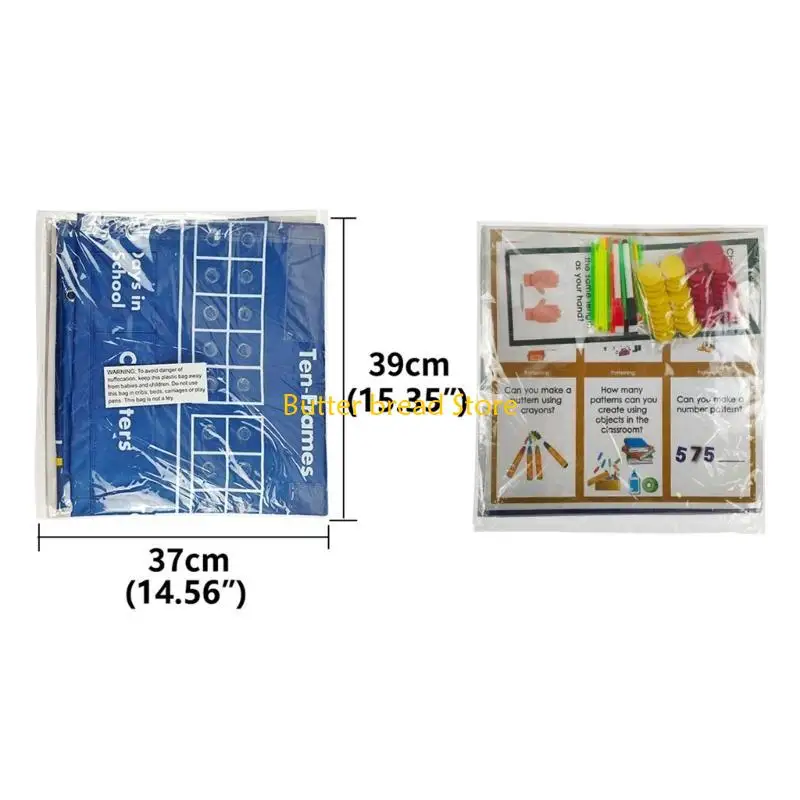 W89C Calendar Pocket Chart Math Pocket Chart for Kids Ages 3+, Classroom Pocket Chart