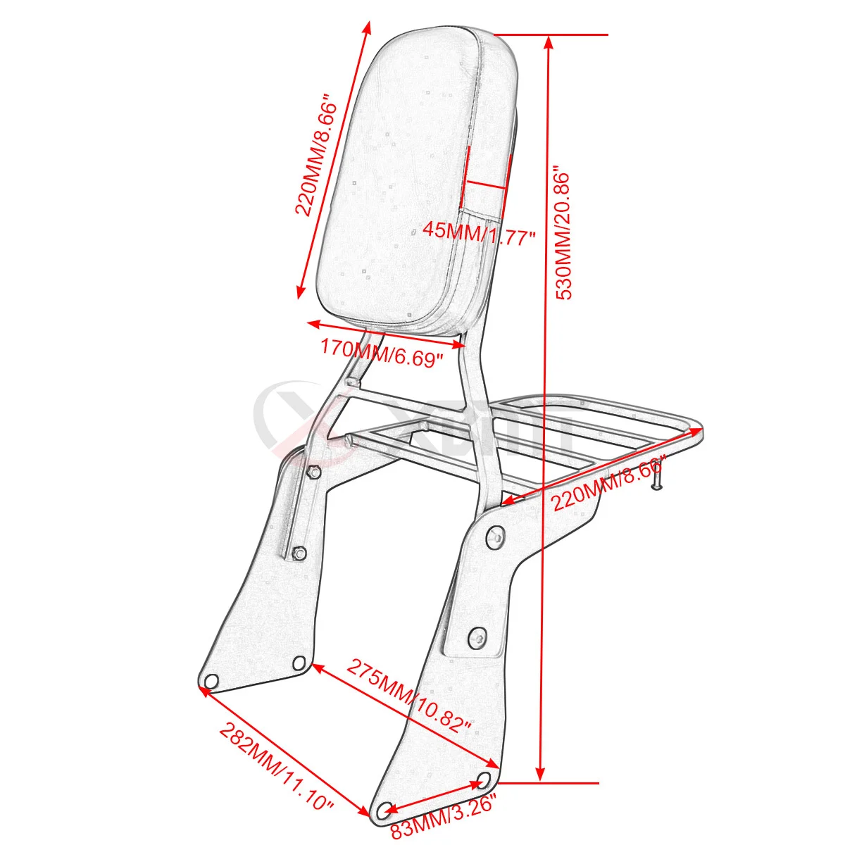 Motorcycle Backrest Sissy Bar Luggage Rack For Kawasaki Vulcan 1500 VN1500 Classic 1986-2013