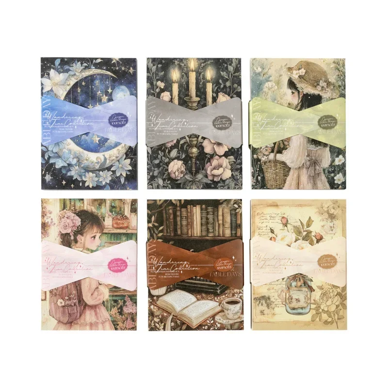 Vintage Paper Supplies Time Wander Collection Series Reading Time Selection 100Pcs Large Capacity Journal Base kawaii image 5