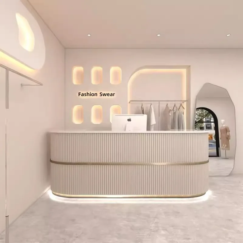 

Beauty salon trendy shop beauty salon bar checkout page clothing store women's curved store simple reception desk