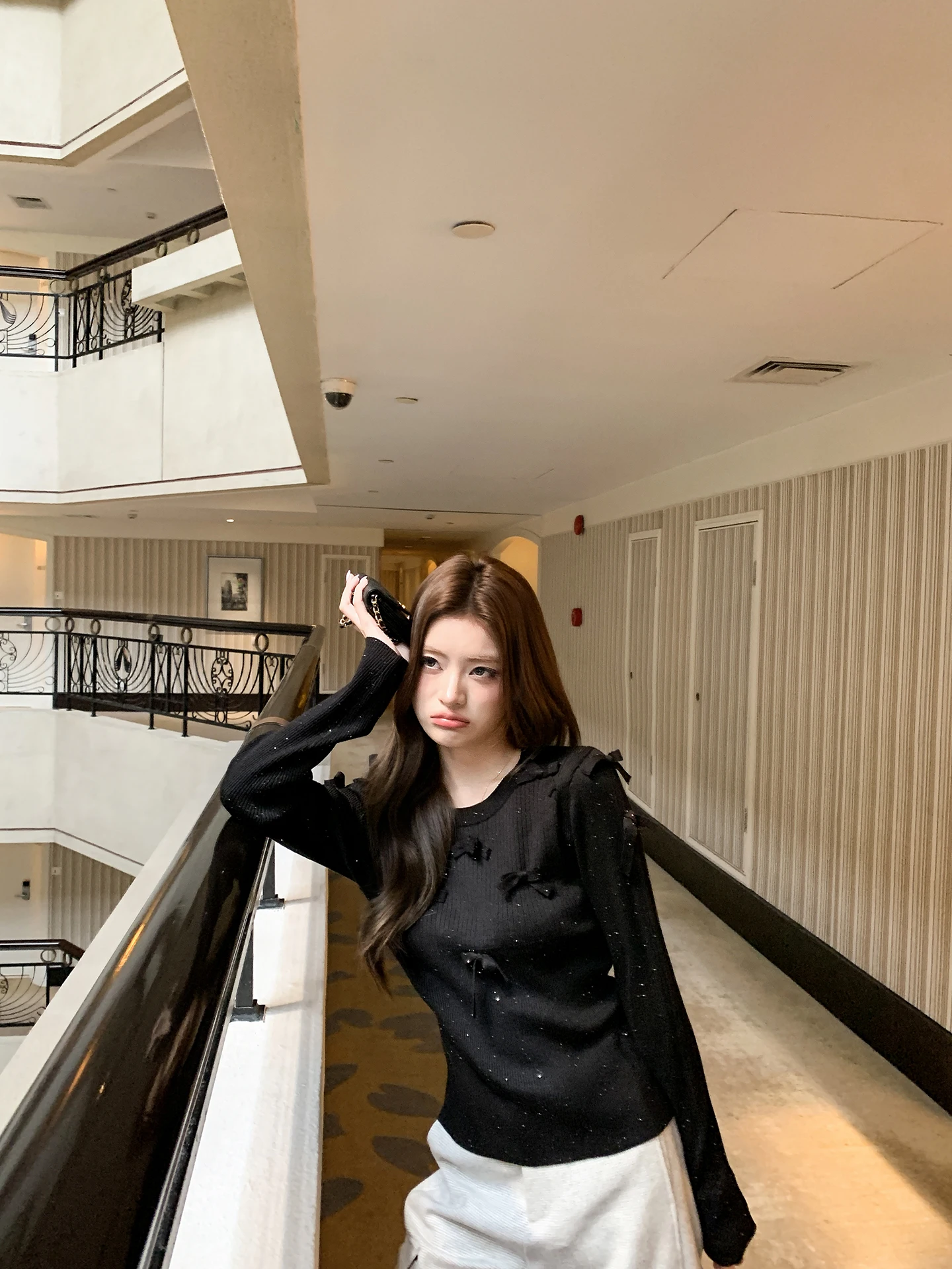 

Handmade Knot Beaded Knitwear Top Women's Casual Sle Polyester Fiber round Ne Long Sve Breathable Comfortable