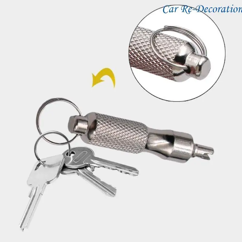 

R58D Stainless Steel Valves Wrench Removal Tool Keychain For Bike & Auto Enthusiasts