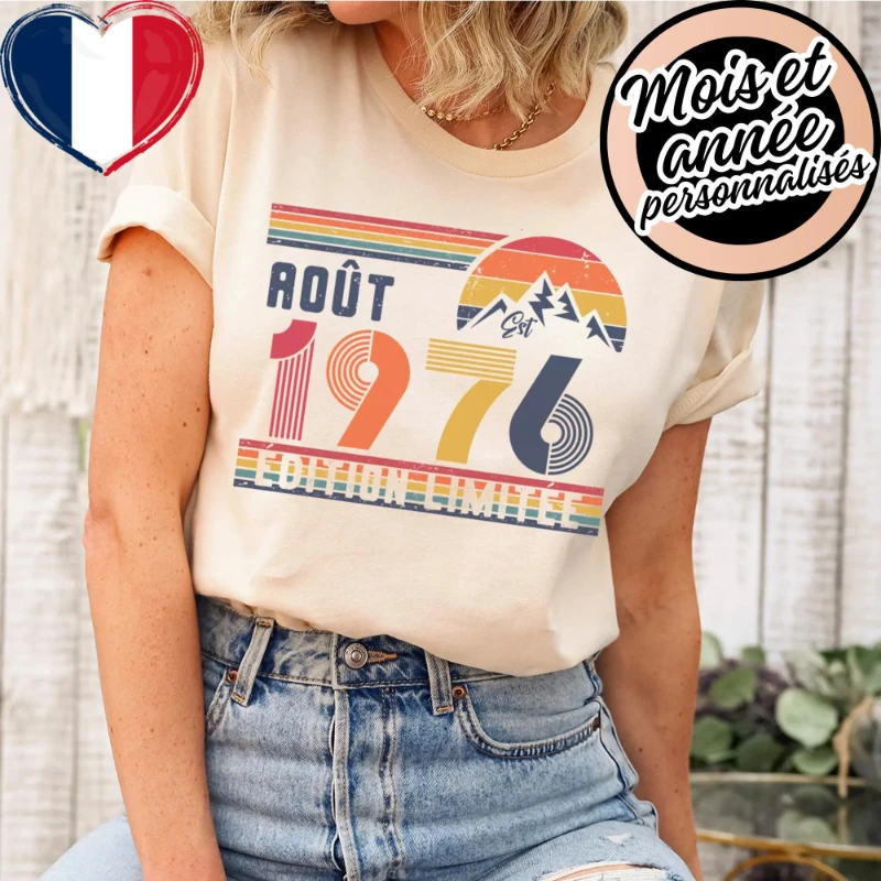 T-shirt R é tro 50e Anniversaire -1976 vintage sweatshirt Ans Pour Femme/Home - T-shirt