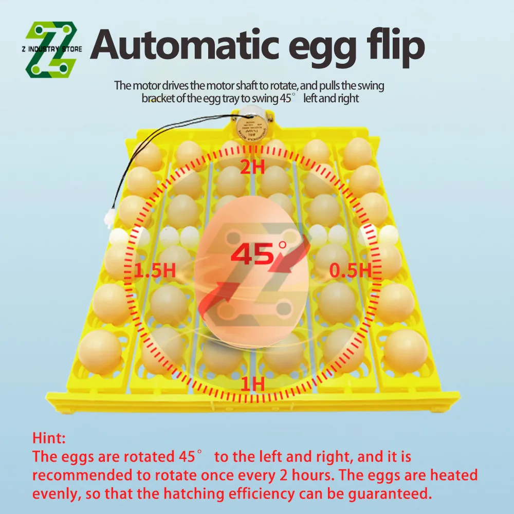 Automatic Egg Incubator Capacity 56 Eggs Duck Chicken Plastic Egg Tray Incubator Trays Hatching with Auto Turn Motor