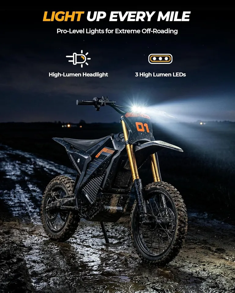 6000W PEAK ELECTRIC DIRT BIKE 60V 30AH OFF-ROAD BICYCLES 50MPH E-BIKE FOR ADULTS image 6