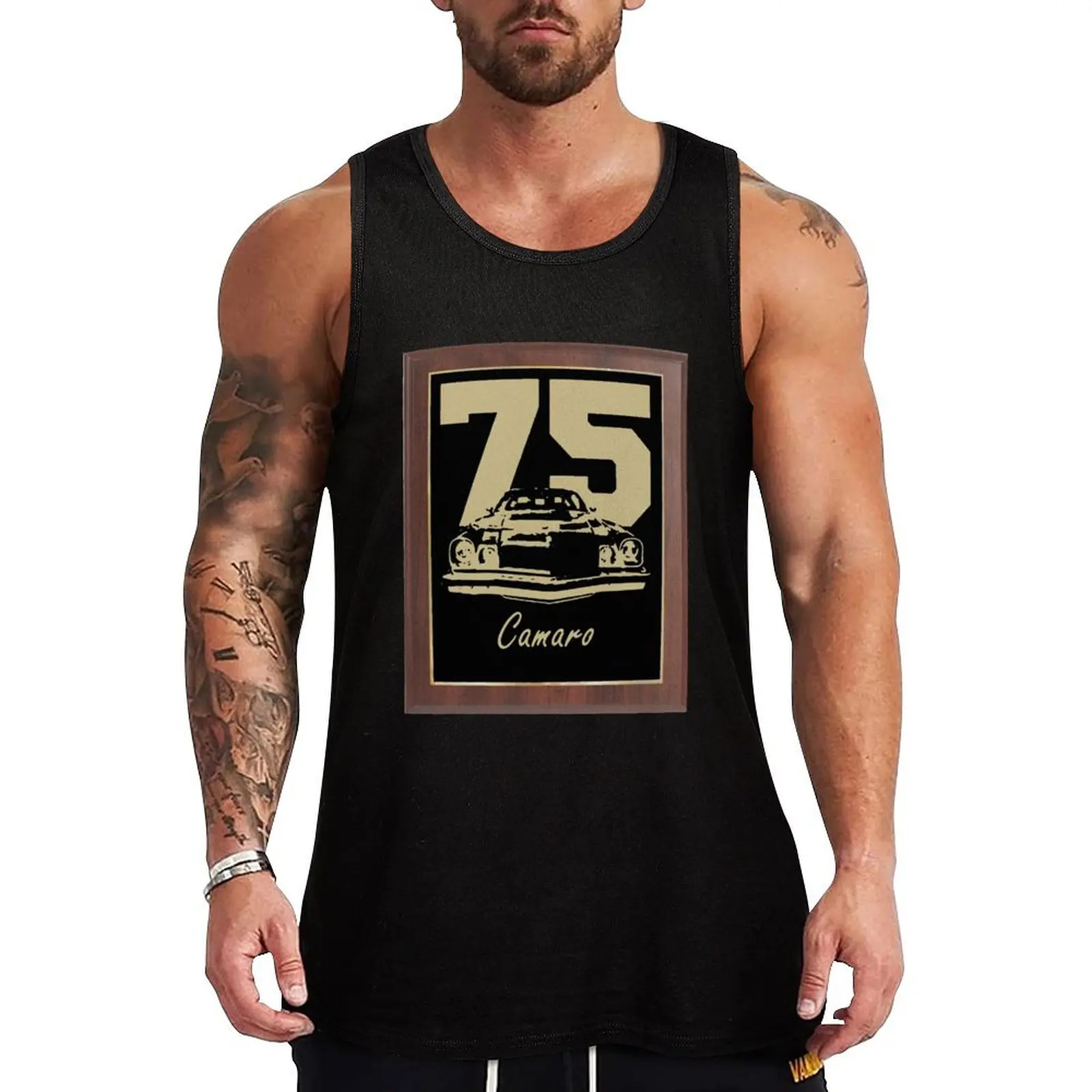 

1975 Camaro Grill View plaque trophy fan T Shirt Tank Top summer clothes for men gym accessories men Men's gym