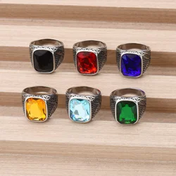 Men's High Quality Vintage Stainless Steel Gemstone Styles Ring Jewelry