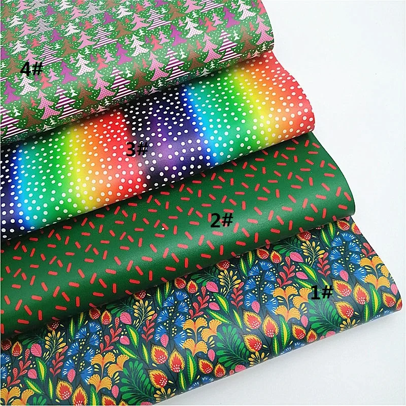 Christmas Faux Leather Sheets Spinkles Dots Flowers Custom Faux Leather Sheets Dinosaur JELY Sheets For Bows DIY Craft W170