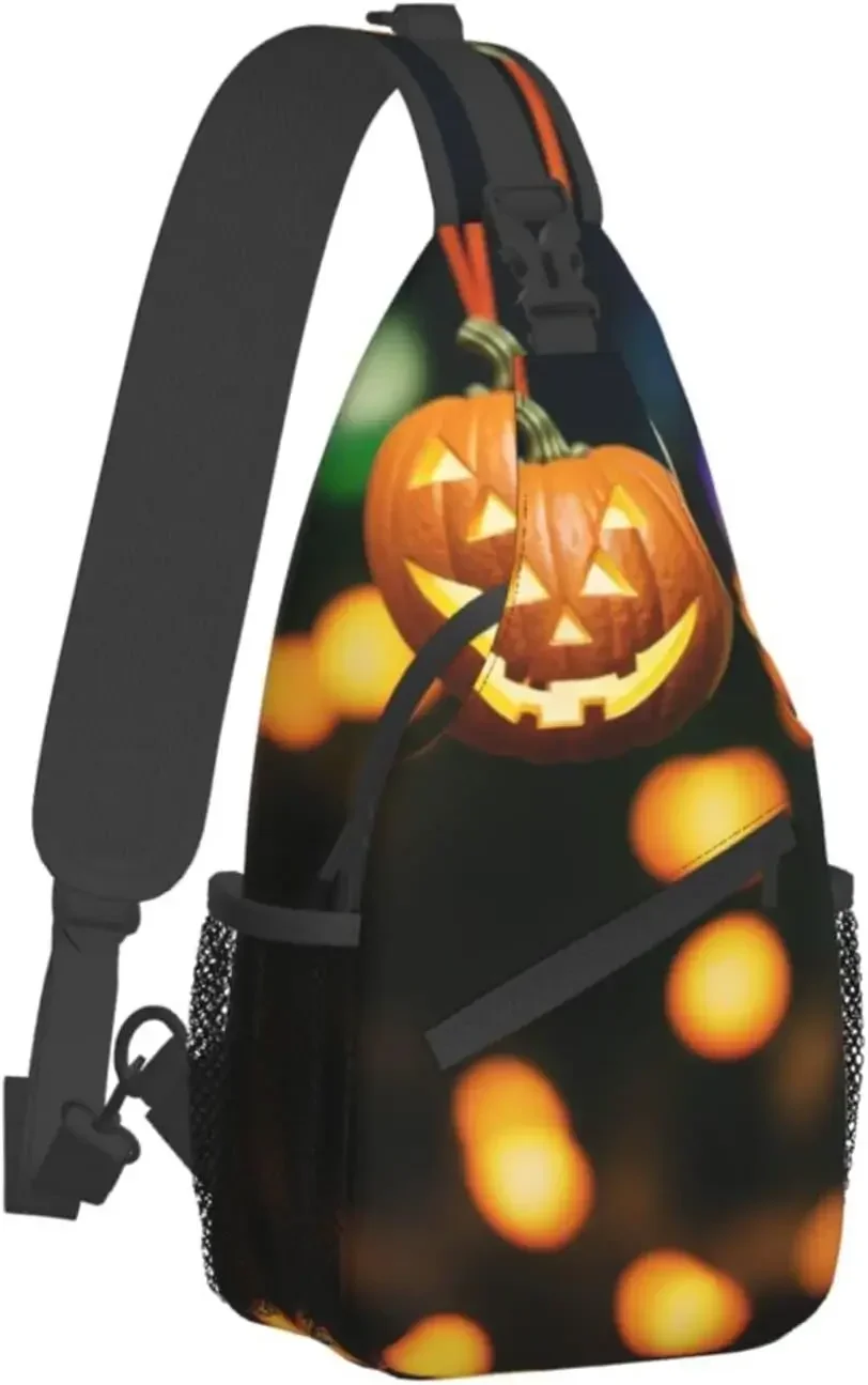 Halloween Pumpkin Cross Chest Bag Diagonally Multi Purpose Cross Body Bag Travel Hiking Backpack Men And Women One Size