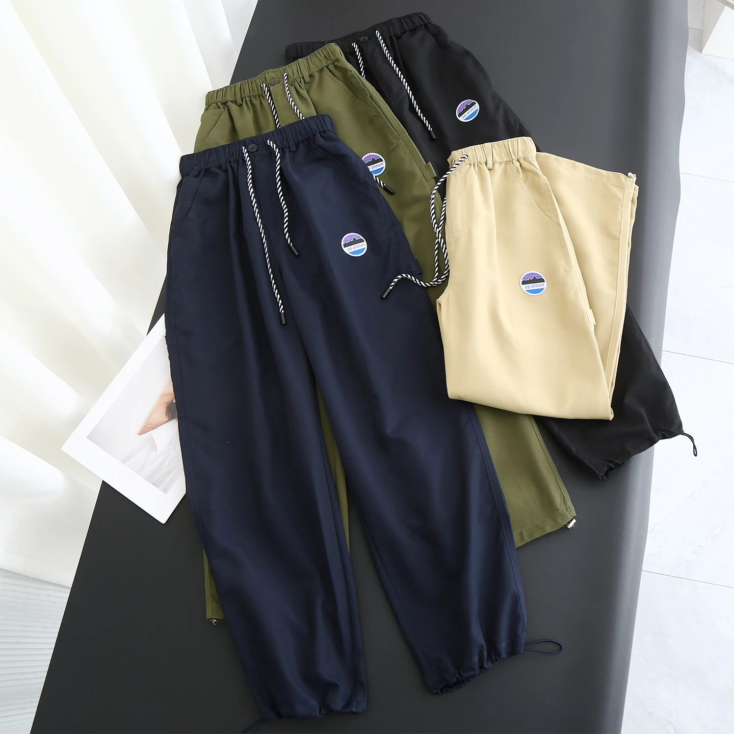 

Весна 2026: Женские повседневные брюки с высокой талией, свободные, эластичные, прямые, с завязками, в стиле рабочей одежды