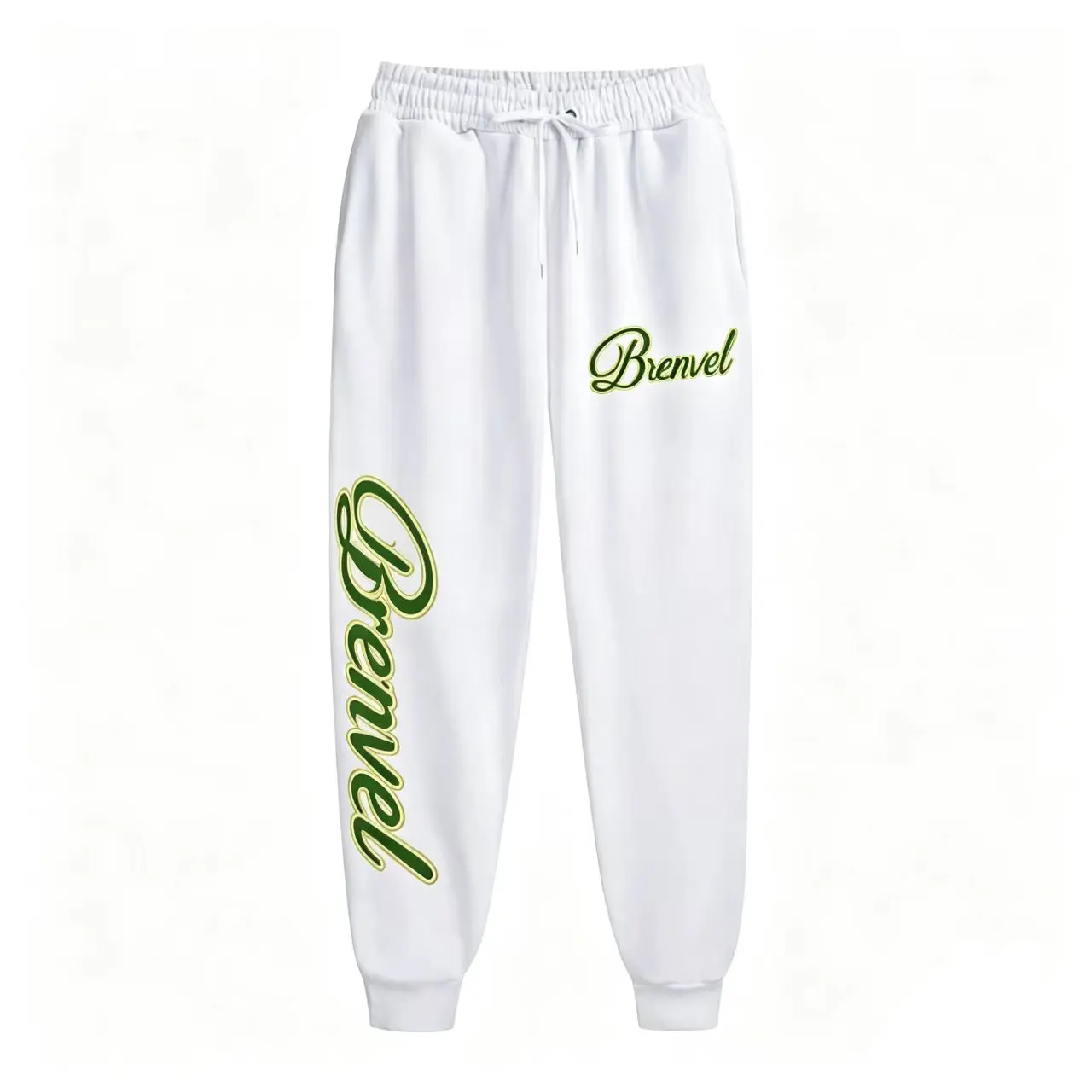 Brenvel Men Jogger Sweatpants Dual Graphic Print Vertical Side Logo Elastic Drawstring Urban Streetwear Casual Trousers Multi