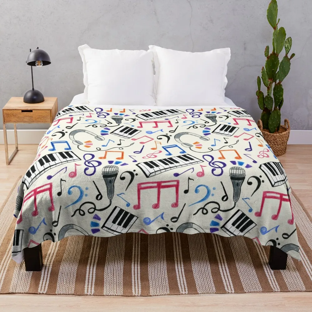 

Good Beats - Music Notes & Symbols Throw Blanket Sleeping Bag Decorative Sofa Thin For Baby Blankets