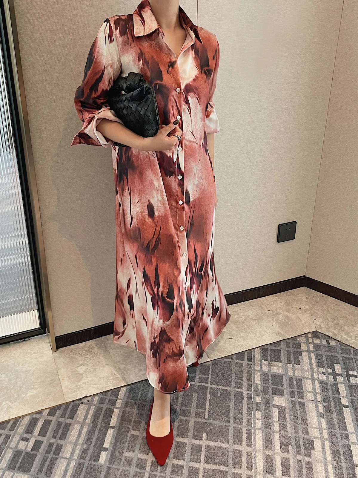 

Tie Dye Floral Long Sleeve Dresses Y2k 2025 Woman Clothing Spring Summer Fashion Korean Style Vintage Elegant Party Robe New