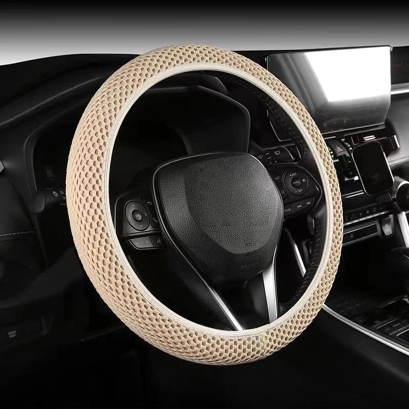 Lenkradbezug mit Stretch-Passform, kein Innenring, einfache Installation, rutschfester Netzgriff, ganzjährig universell für Männer und Frauen, passend für 38 cm – Detail 12