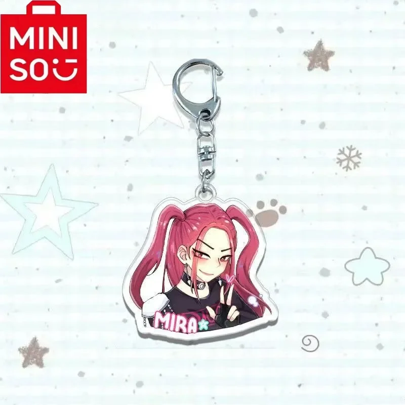 2025 MINISO nueva serie Co Kpop Demon Hunters acrílico 5CM llavero anime colgante mochila regalo para estudiantes