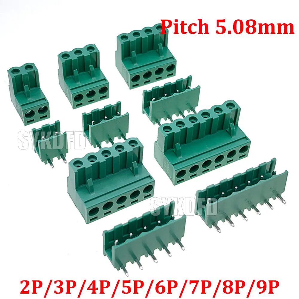 

2/3/4/5/6/7/8/9P Pitch 5.08mm Screw Plug-in PCB Terminal Block 2EDGK 2EDGRC Close Corner Male/Female Pluggable Connector