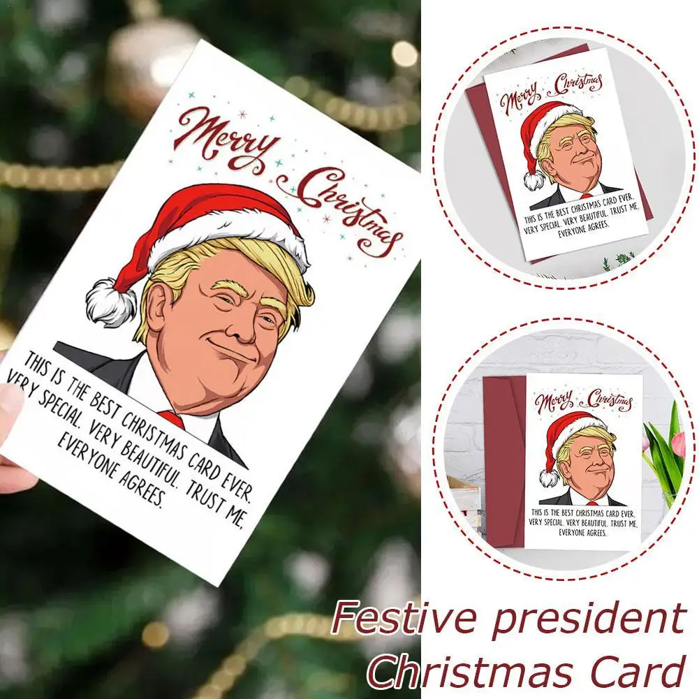 Merry Christmas Greeting Cards President New Year Gift Cards Xmas Personality And Funny Christmas Party Decorations Postcard