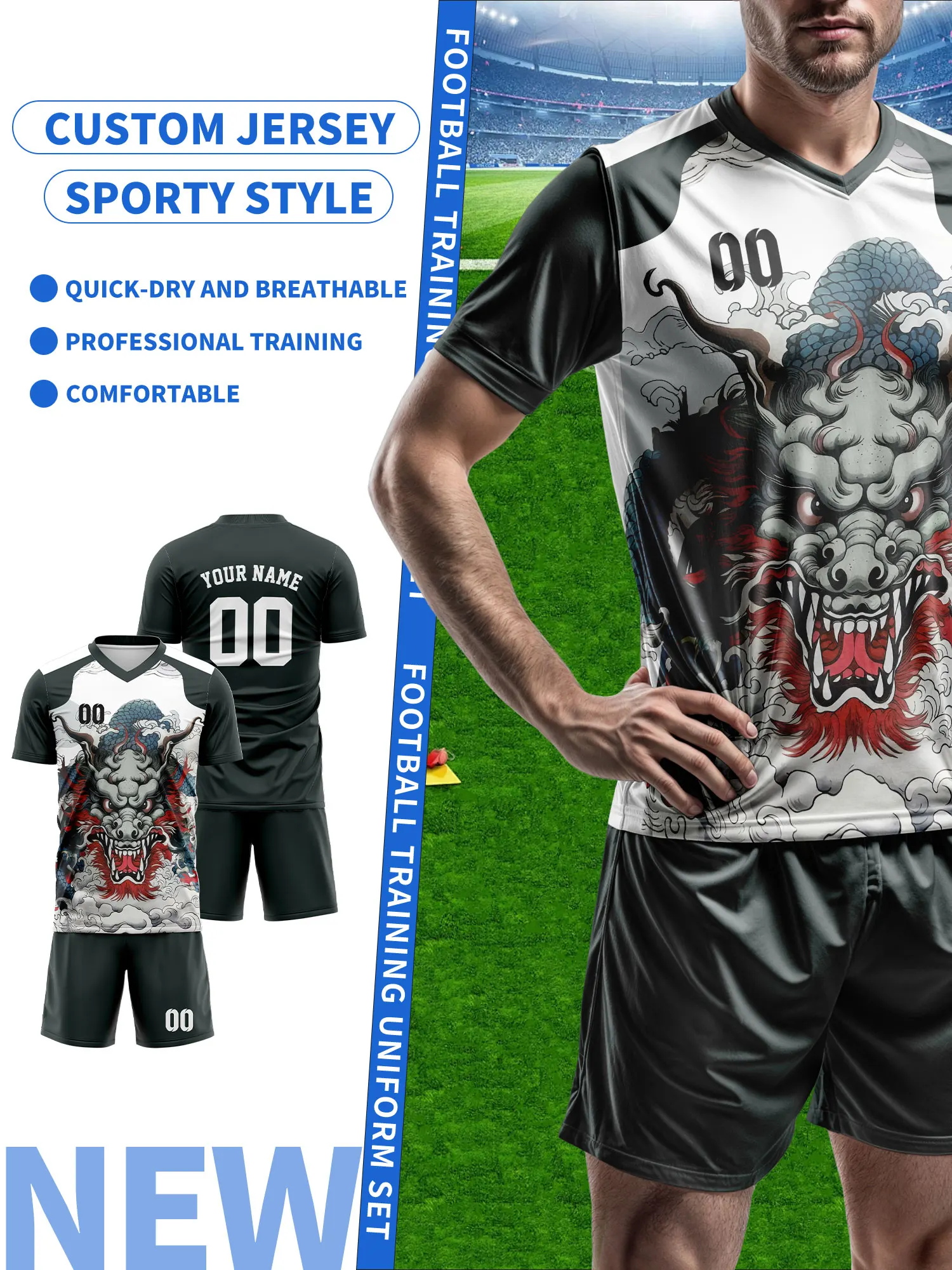 

Персонализированная футбольная форма, футболка с именем и номером, подарок для команды, футбольная форма из функциональной ткани.