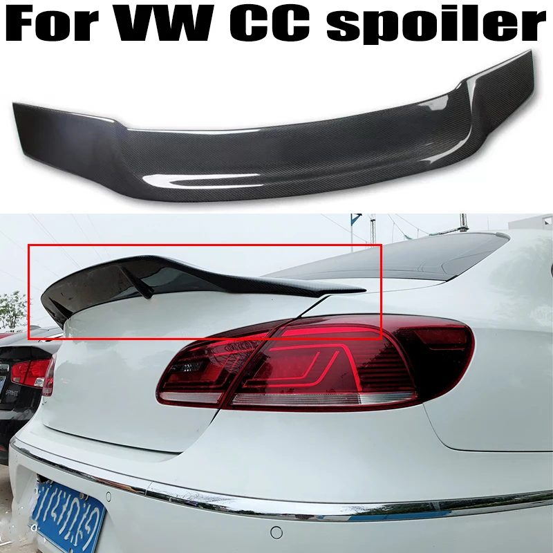 

For Volkswagen VW Passat CC Spoiler 2009-2017 High Quality Real Carbon Fiber Car Rear trunk cover Lip Tail wings spoiler Airfoil