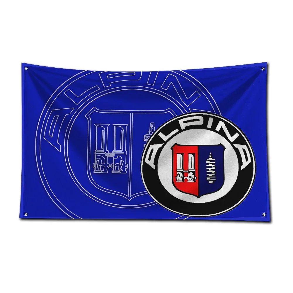 3x5 قدم سيارة رياضية العلم البوليستر الطباعة الرقمية سيارة راية Alpinas للمرآب جدار الفن خارج الباب الديكور مع الحلقات النحاسية