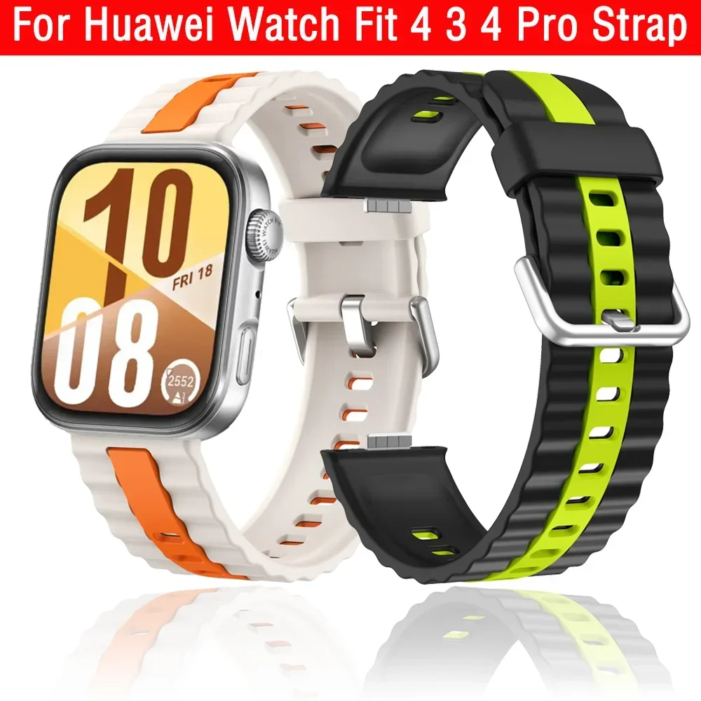 Silikonarmband für Huawei Watch Fit 4 3, Sport, atmungsaktives Armband, Armband für Huawei Watch Fit 4, Pro Band, Correa-Zubehör