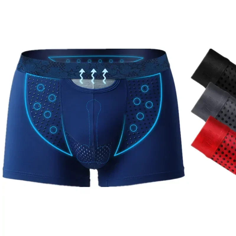 Antibacterial Pouch Ice Separation Homme Men Underpants Man Cueca Panties Shorts Bullet Modal Male Boxer Magnetic Silk Underwear