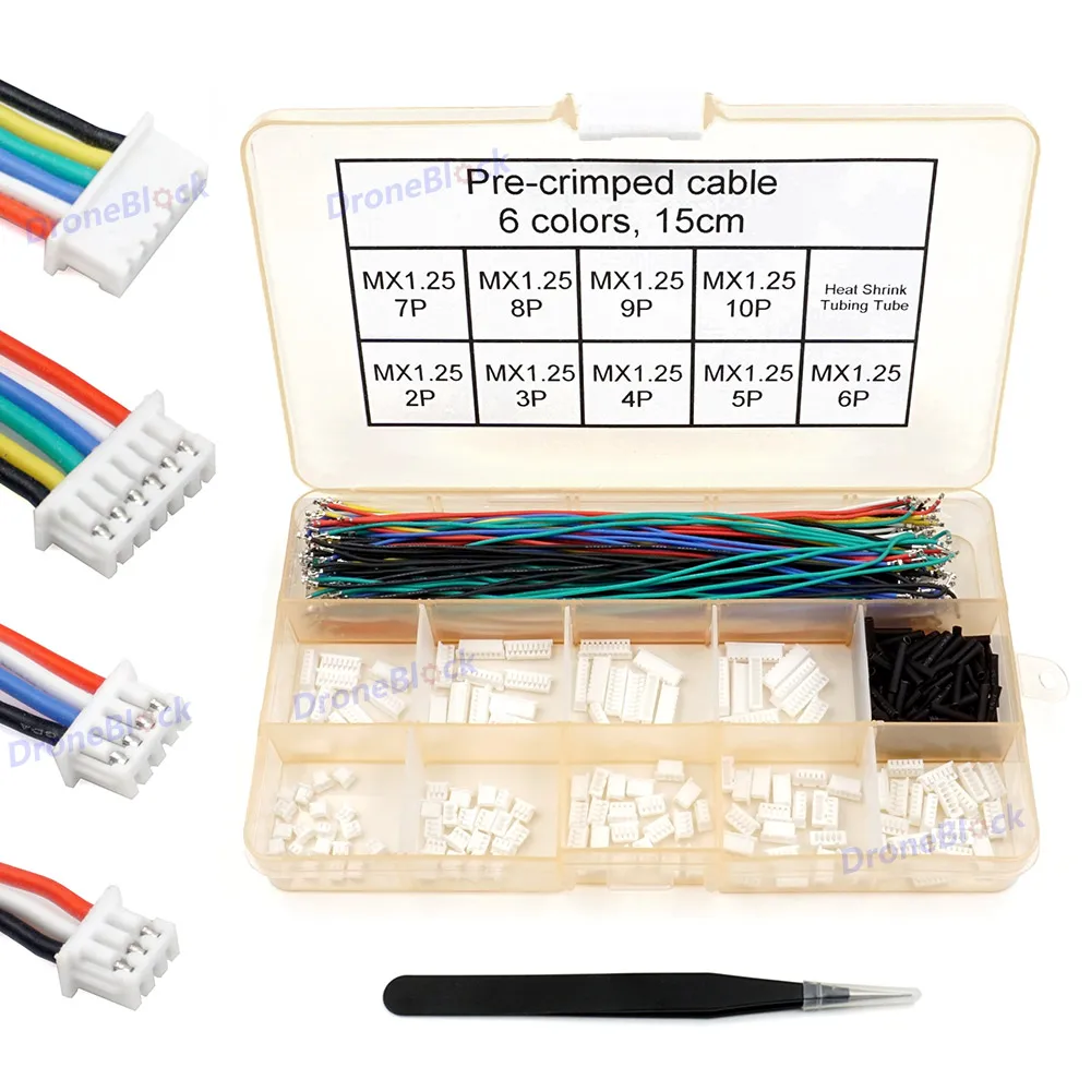 Conectores Pitch PicoBlade e cabos pré-frisados, compatíveis com JST Molex, 1,25mm, fio de silicone Pixhawk