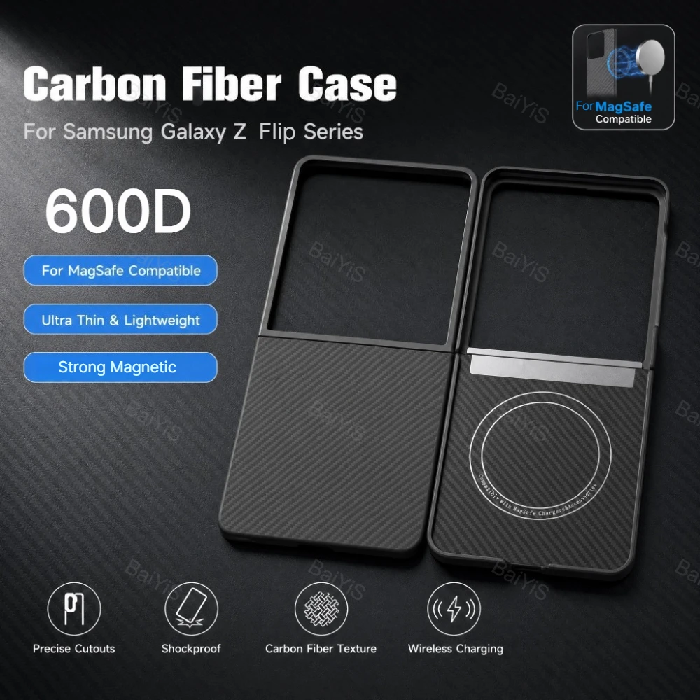 Magnetic Real Aramid Original Carbon Fiber Flip Case For Samsung Galaxy Z Flip8 7 Anti-Fingerprint Anti-scratch Hard Back Cover