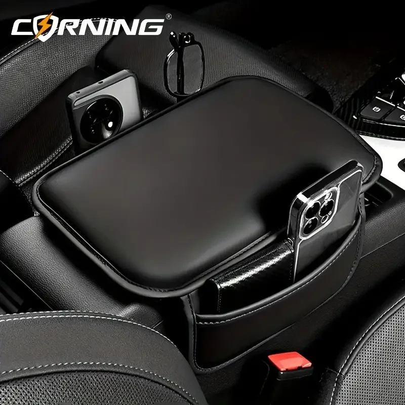 Universal Car Armrest Interior Accessories Automotive Arm Support Cushion Pad Memory Foam Items Synthetic Leather Cover Mat