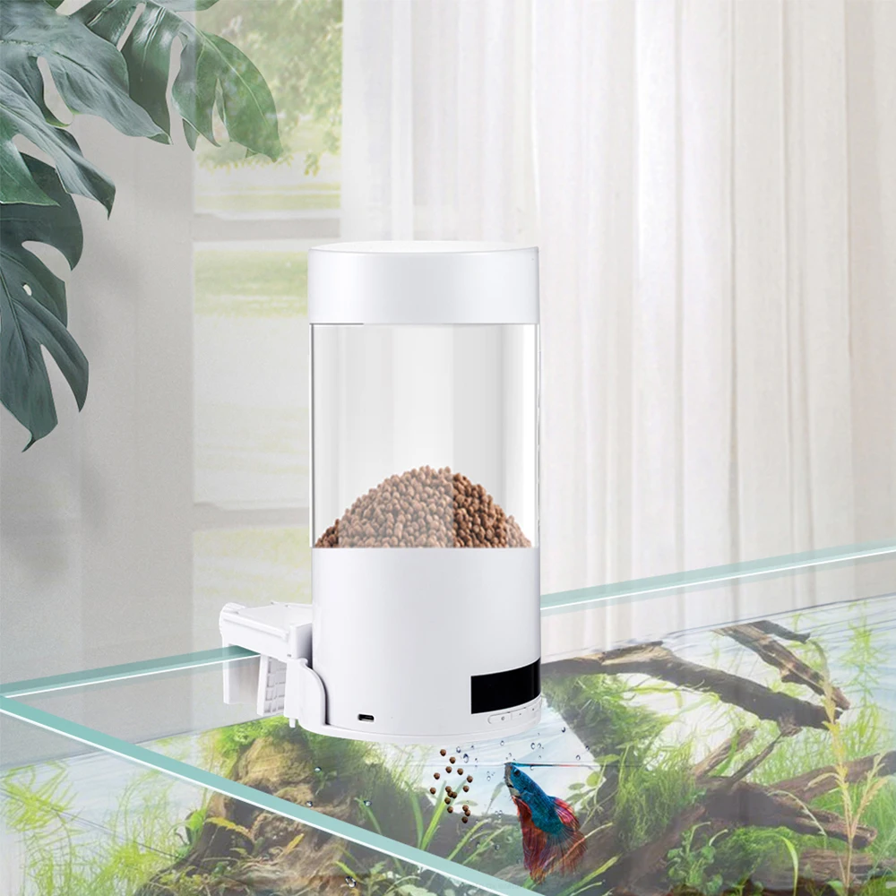 Large Capacity Intelligent Fish Feeder Timing Quantitative Automatic Fish Tank Feeder For Small Fish Guppy Food Dispenser