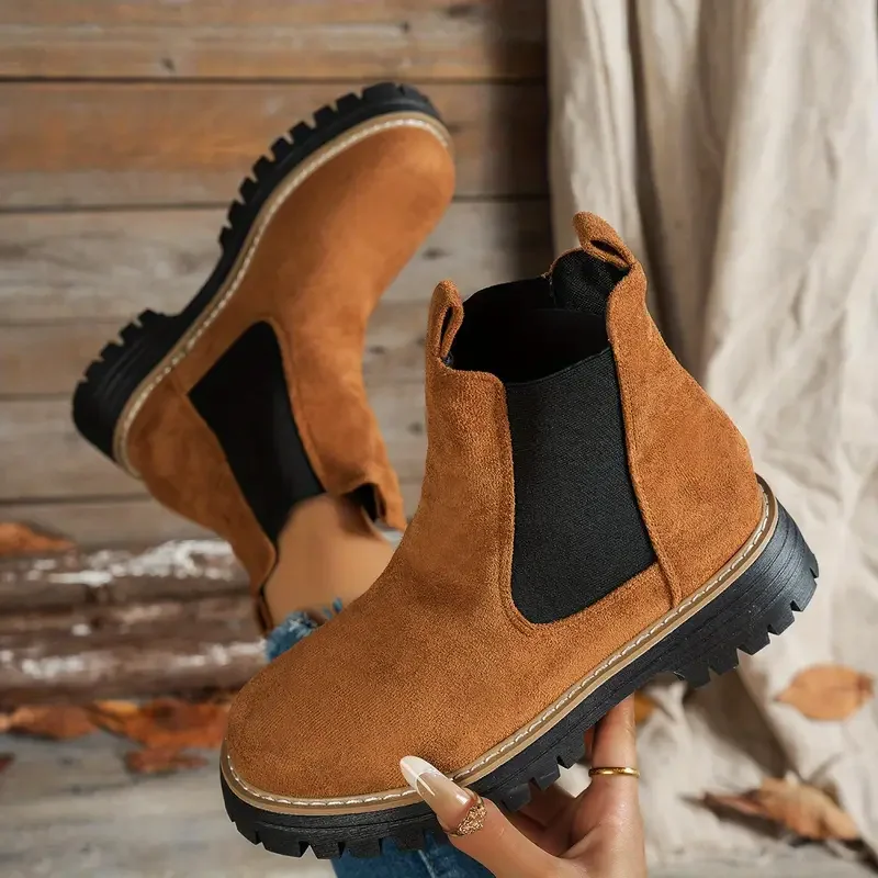 

Women Boots Slip-on Modern Ankle Boots 2025 Spring/autumn Roman Shoes for Women Low Heel Round Toe Ladies Shoes Zapatos De Mujer