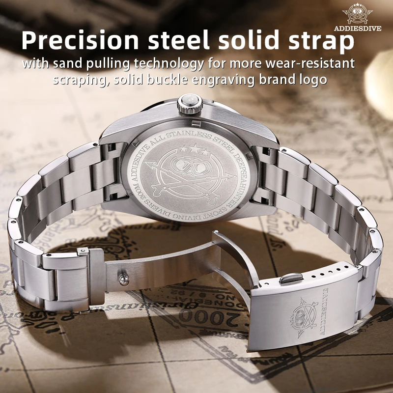 ADDIESDIVE Men Luxury GMT Watch AD2035 BGW9 Super Luminous 20Bar Waterproof Bubble Mirror Glass Classic Quartz Watches reloj