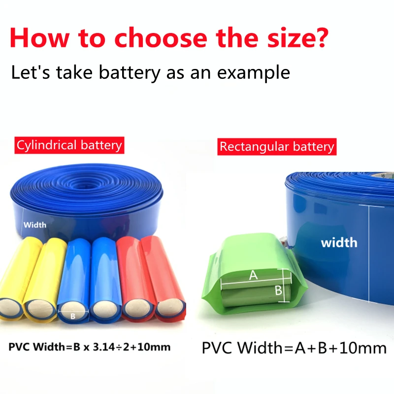 Termoretractil 18650 Lipo Battery PVC Heat Shrink Tube Pack 85mm ~400mm Width Insulated Film Wrap Lithium Case Cable Sleeve Blue