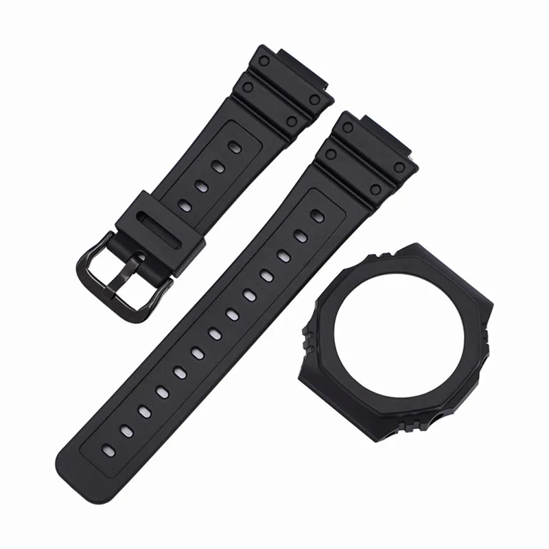 Resin Strap + Case For Casio G-Shock GA-2100 GA-2110 Replace Watch Band Quick Release Men Women Bracelet Protective Bezel Case