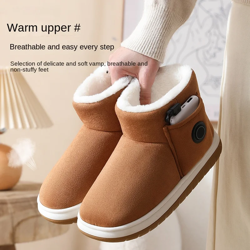 Graphene Electrothermal Shoes Rechargeable Walking Shoes Feet Warmer Heating Home Shoes Winter Warm Temperature Control