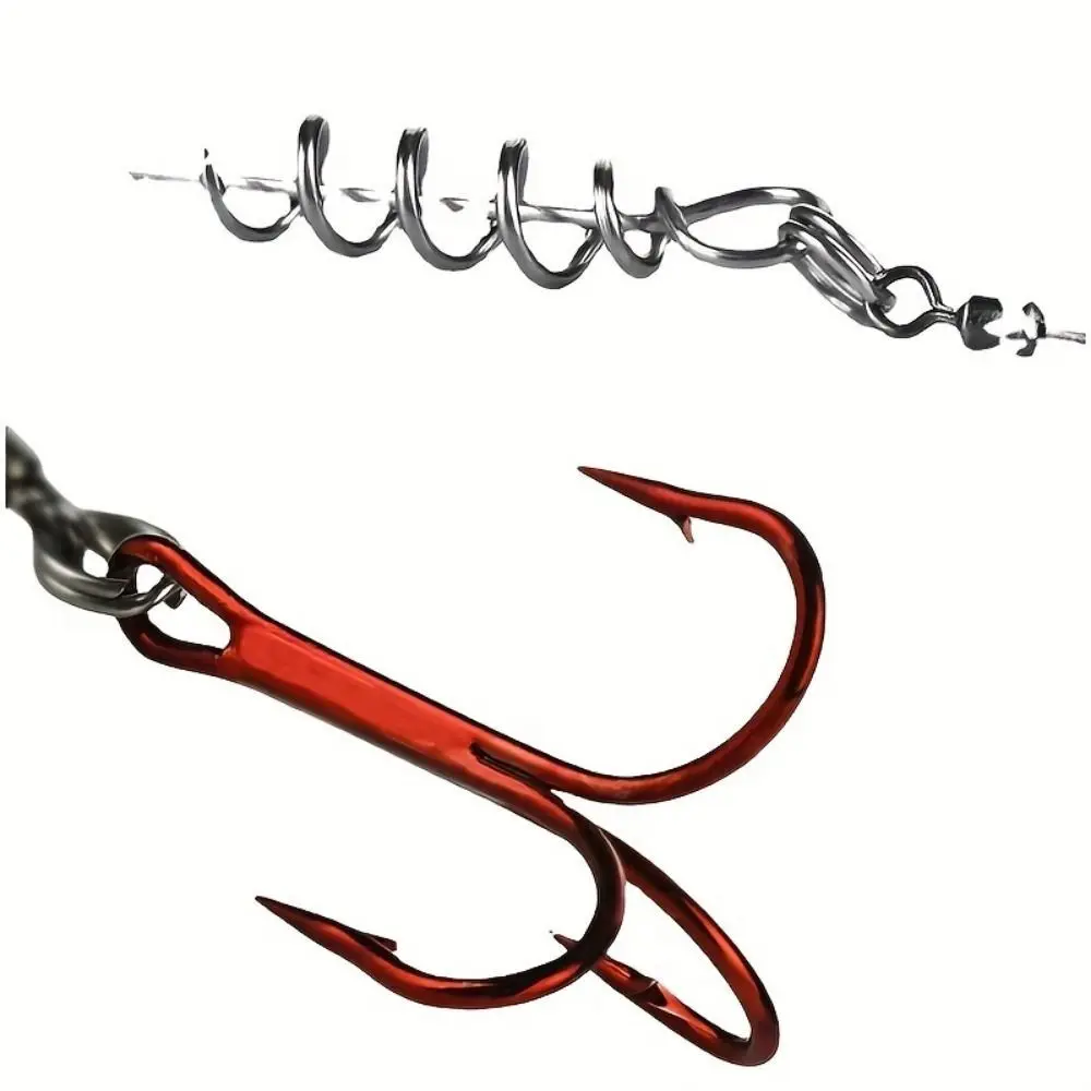 3pcs/Bag With Spring Pin High Carbon Steel Fishing Hooks Round 1#/1/0# Treble Hook Bent 3-color Fish Red Hooks Saltwater Bass